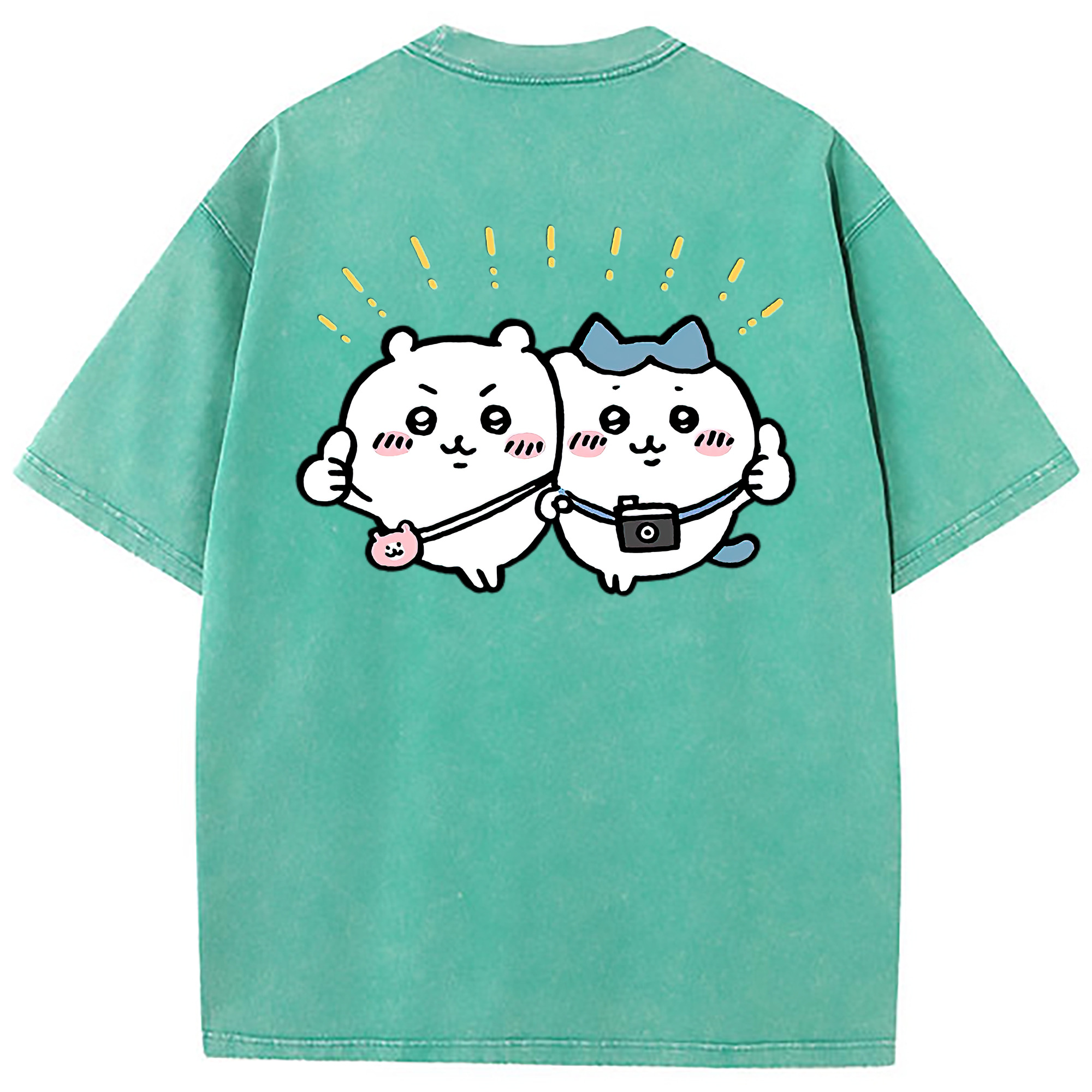 （画像用） ちいかわ ちいかわ Chii-kawa chiikawa 綿100% ヴィンテージ風 半袖Tシャツ（背面プリント）